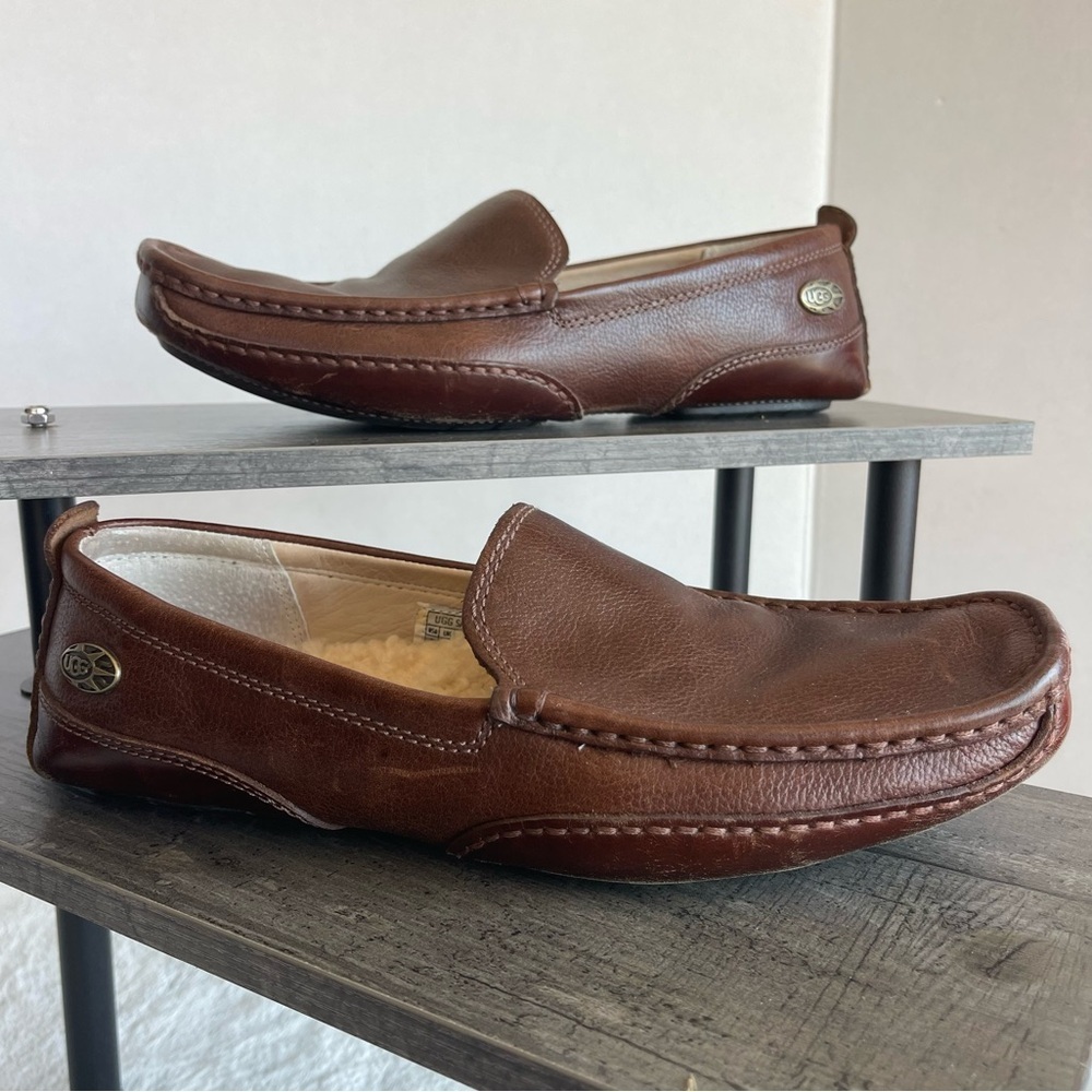 UGG Men’s Brown Leather Drivers Shoes Loafers 9